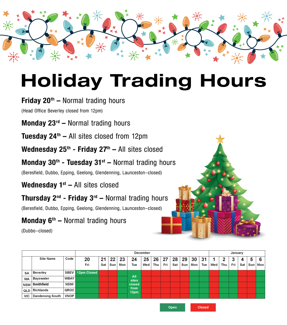 Adrad Holiday Trading Hours